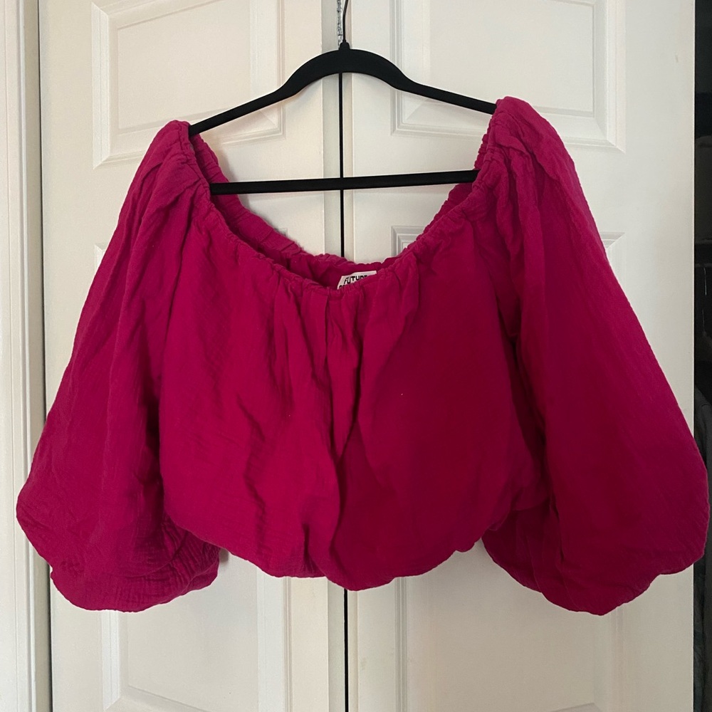 Vibrant Fuchsia Puff Sleeve Blouse